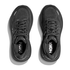 Hoka Women's Bondi 9 Wide Fit Running Shoes Black / Black - achilles heel