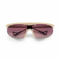 District Vision x PAF Koharu Eclipse in Sand D+ Black Rose Gradient — front product shot showing six-base blade-style frame construction, sand frame and D+ Black Rose Gradient therapeutic-grade polycarbonate lens with integrated ventilation