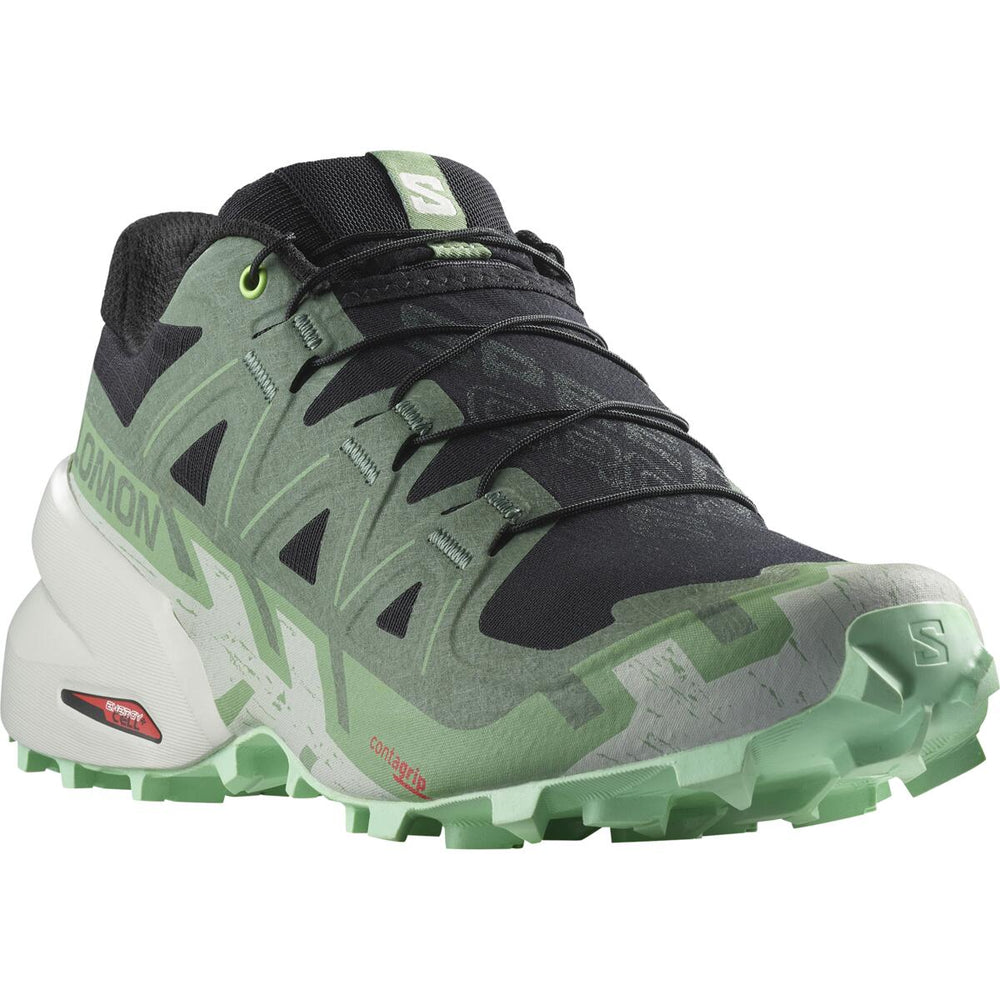 Salomon Women's Speedcross 6 Trail Running Shoes Black / Laurel Wreath / Green Ash - achilles heel