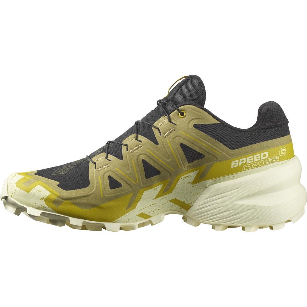 Salomon Men's Speedcross 6 Trail Running Shoes Black / Cress Green / Transparent Yellow - achilles heel