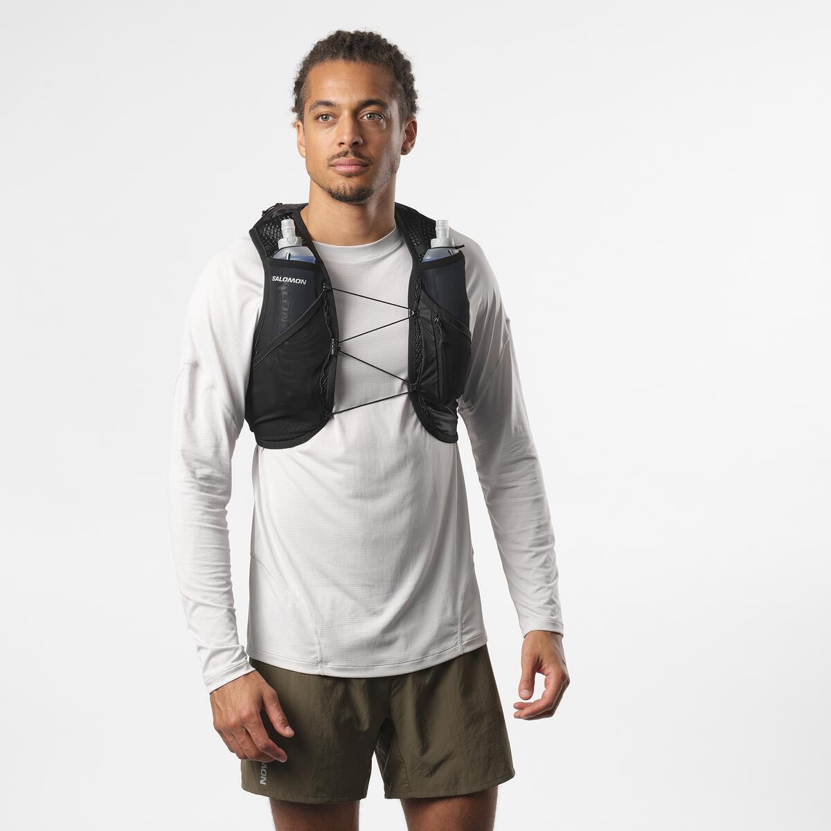 Salomon Active Skin 8 Set Running Vest Black / Metal - Achilles Heel