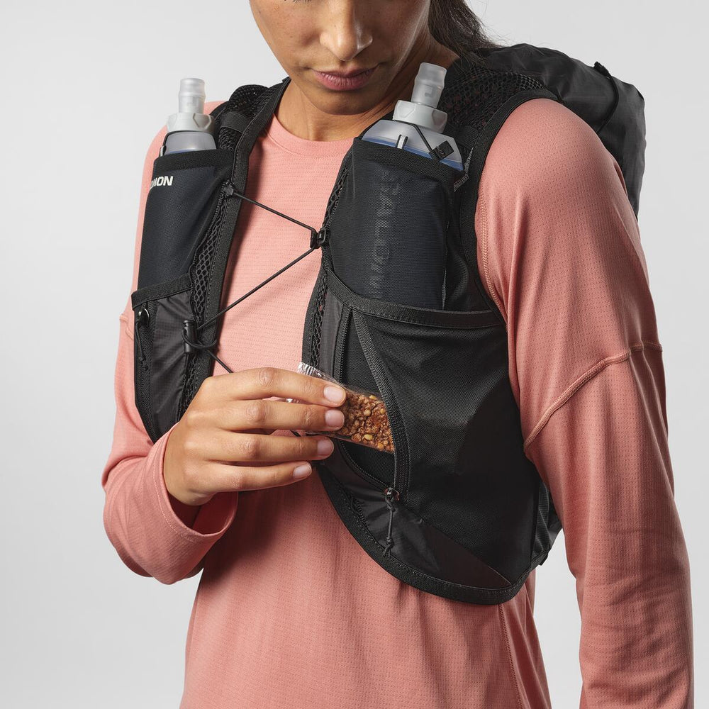 Salomon Active Skin 12 Set Running Vest Black / Metal - achilles heel