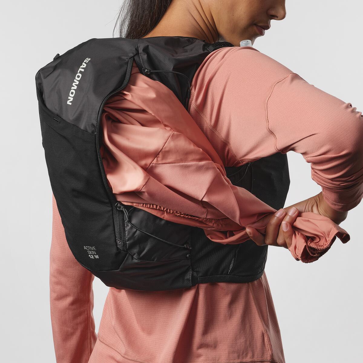 Salomon Women's Active Skin 12 Set Running Vest Black / Metal - Achilles Heel