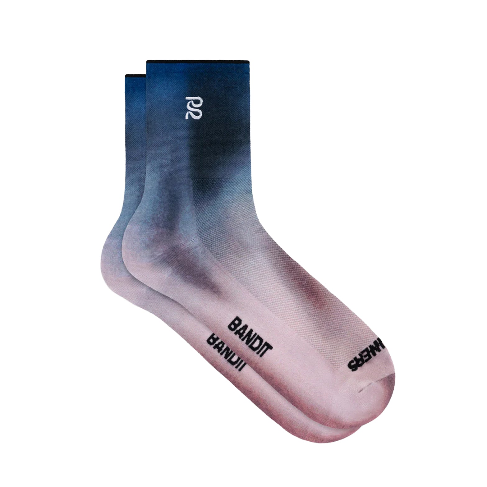 Bandit Lite Run™ Quarter Socks 2 Pack in Flow State Aegean Multi — front product shot of pair showing quarter-length cut, flow state aegean multi colourway and ribbed ankle detail