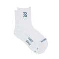 Bandit Lite Run™ Ribbed Quarter Socks in White / Tranquil Blue — side product shot of pair showing quarter-length cut, ribbed detail and white and tranquil blue colourway