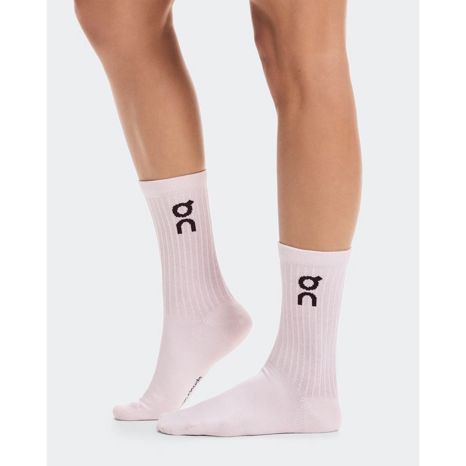 On Logo Socks High 3 Pack Orchid Bloom side view showing medium ventilation, arch support and high-cut design with double logo detailing