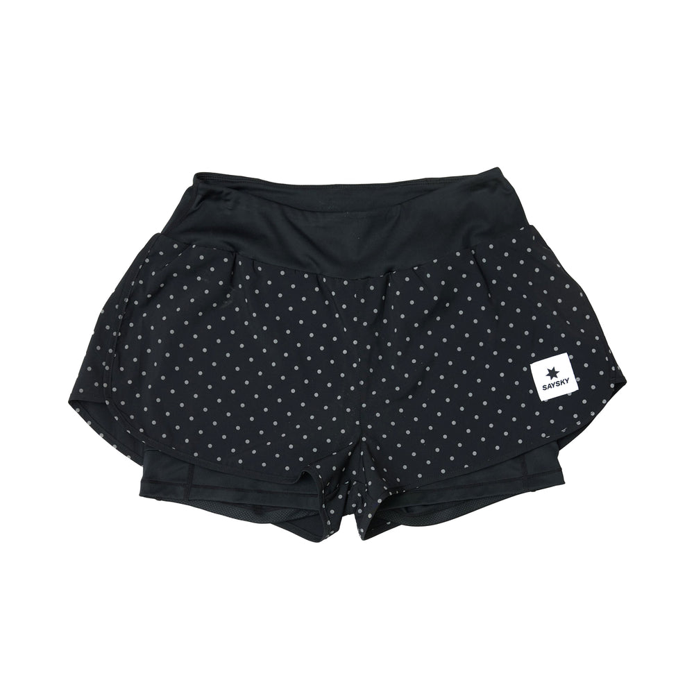 SAYSKY Women's Polka 2 In 1 3 Inch Pace Shorts Black - achilles heel