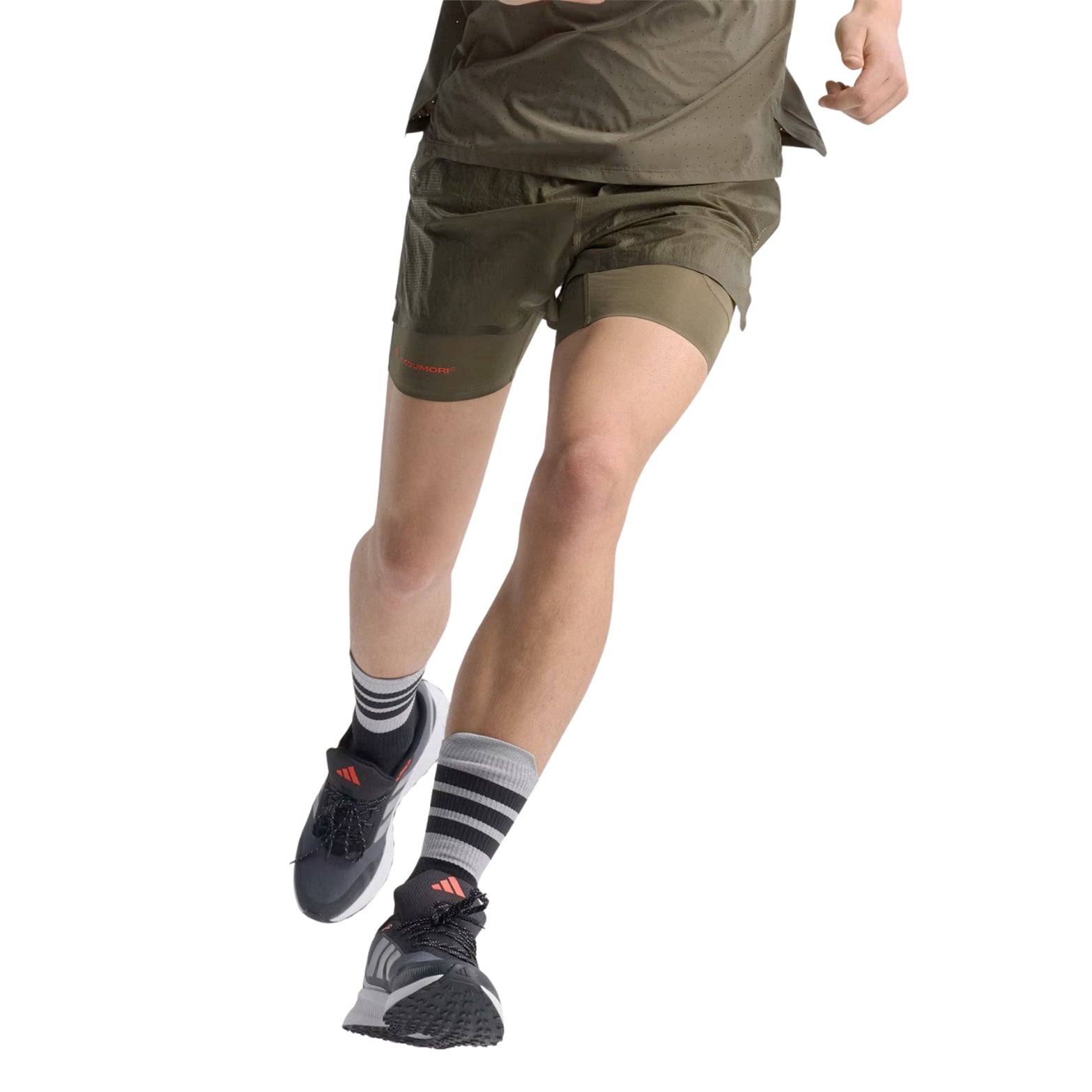Men's Adi365 H.Koumori Running 2 in 1 Shorts Olive Strata - Achilles Heel