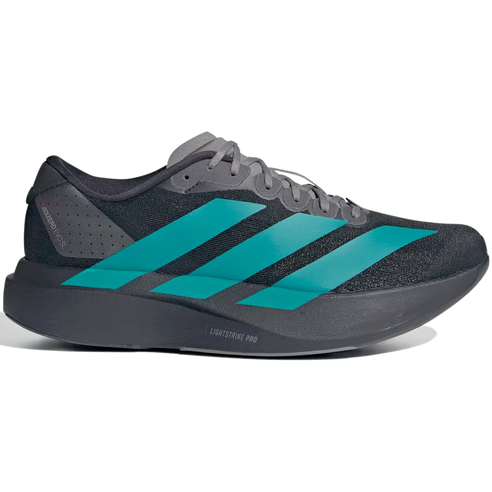 Men's Adizero EVO SL Running Shoes Core Black / Pure Teal / Grey Four - Achilles Heel