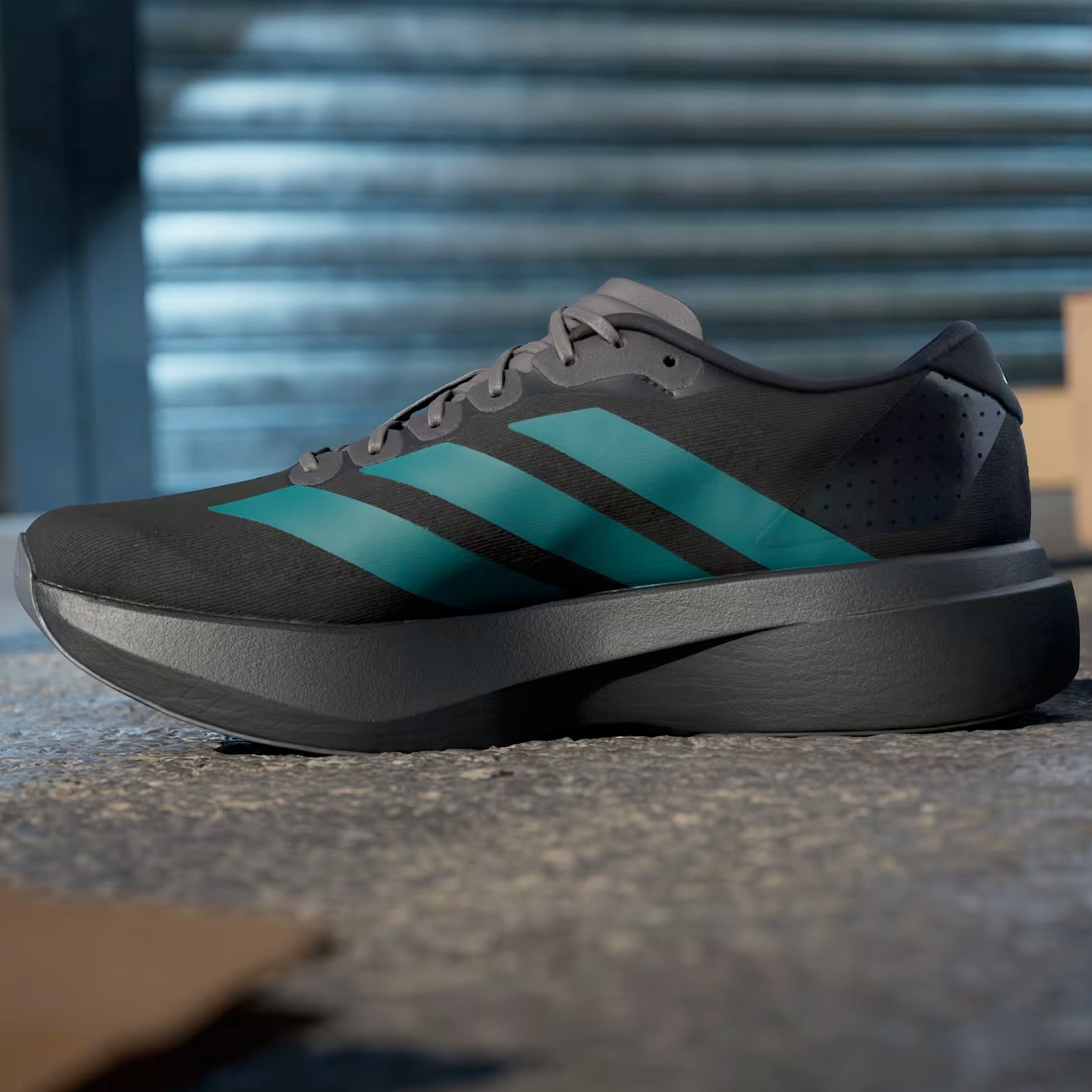 Men's Adizero EVO SL Running Shoes Core Black / Pure Teal / Grey Four - Achilles Heel