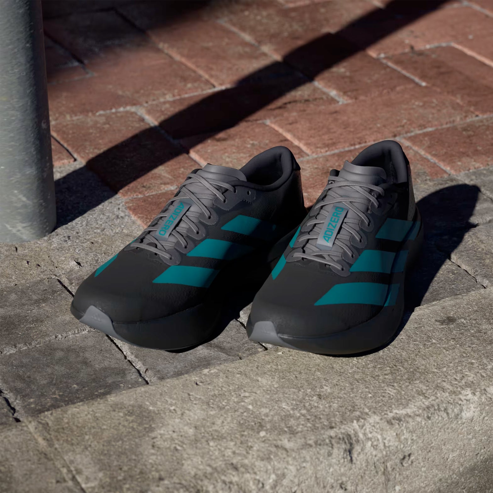 Men's Adizero EVO SL Running Shoes Core Black / Pure Teal / Grey Four - Achilles Heel