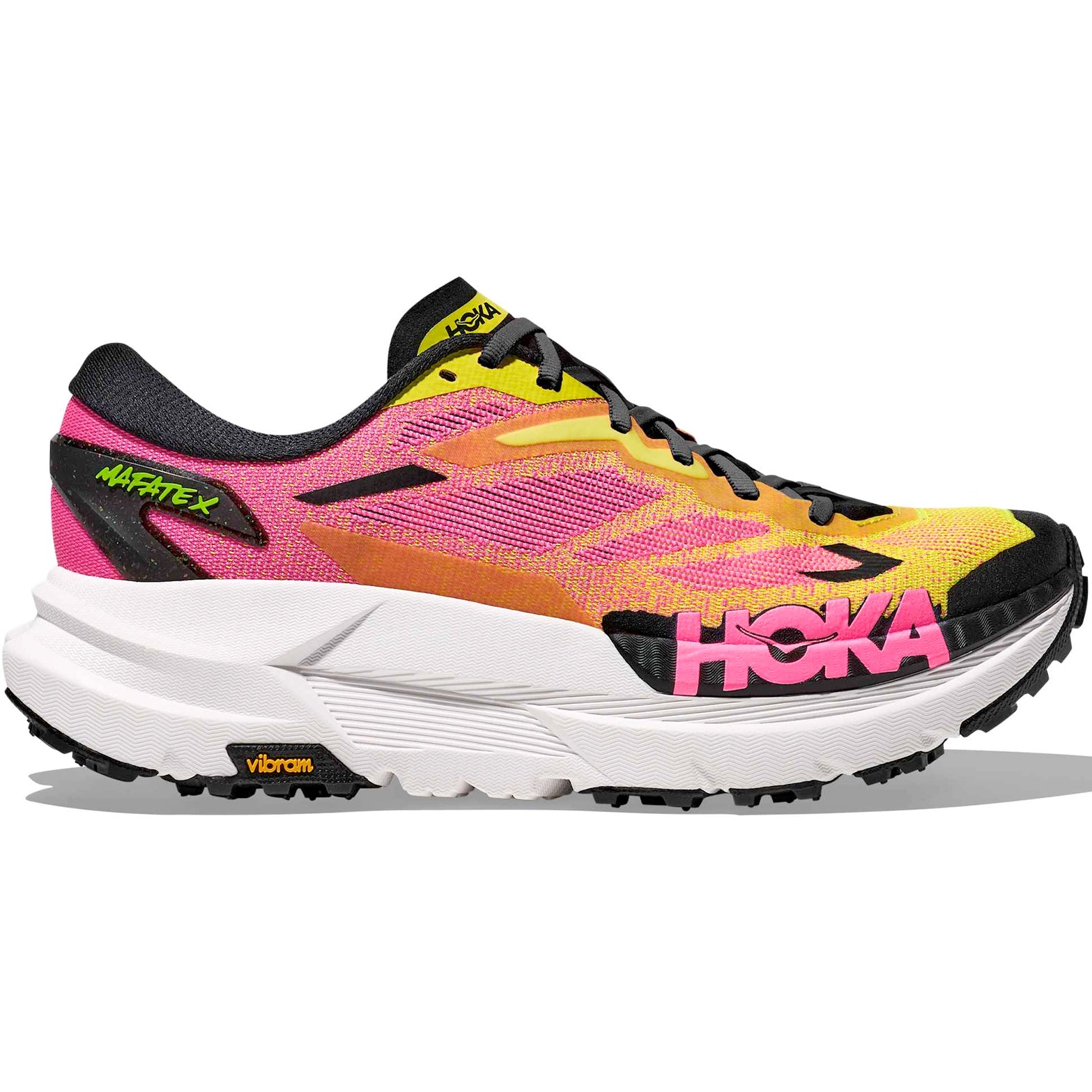 Men's Mafate X Trail Running Shoes Neon Hoka Citrus / Neon Rose - Achilles Heel