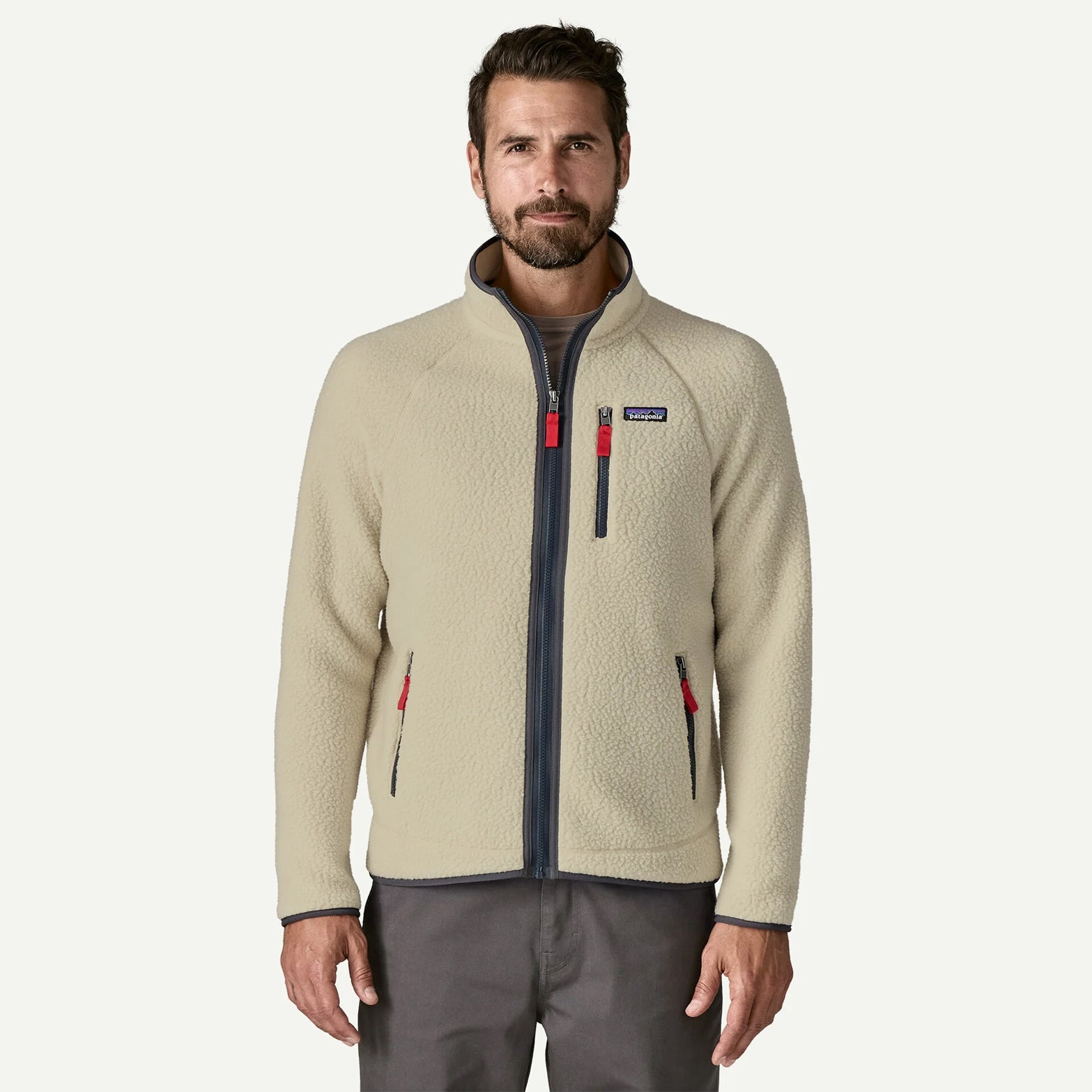 Men's Retro Pile Fleece Jacket Pelican / Smolder Blue