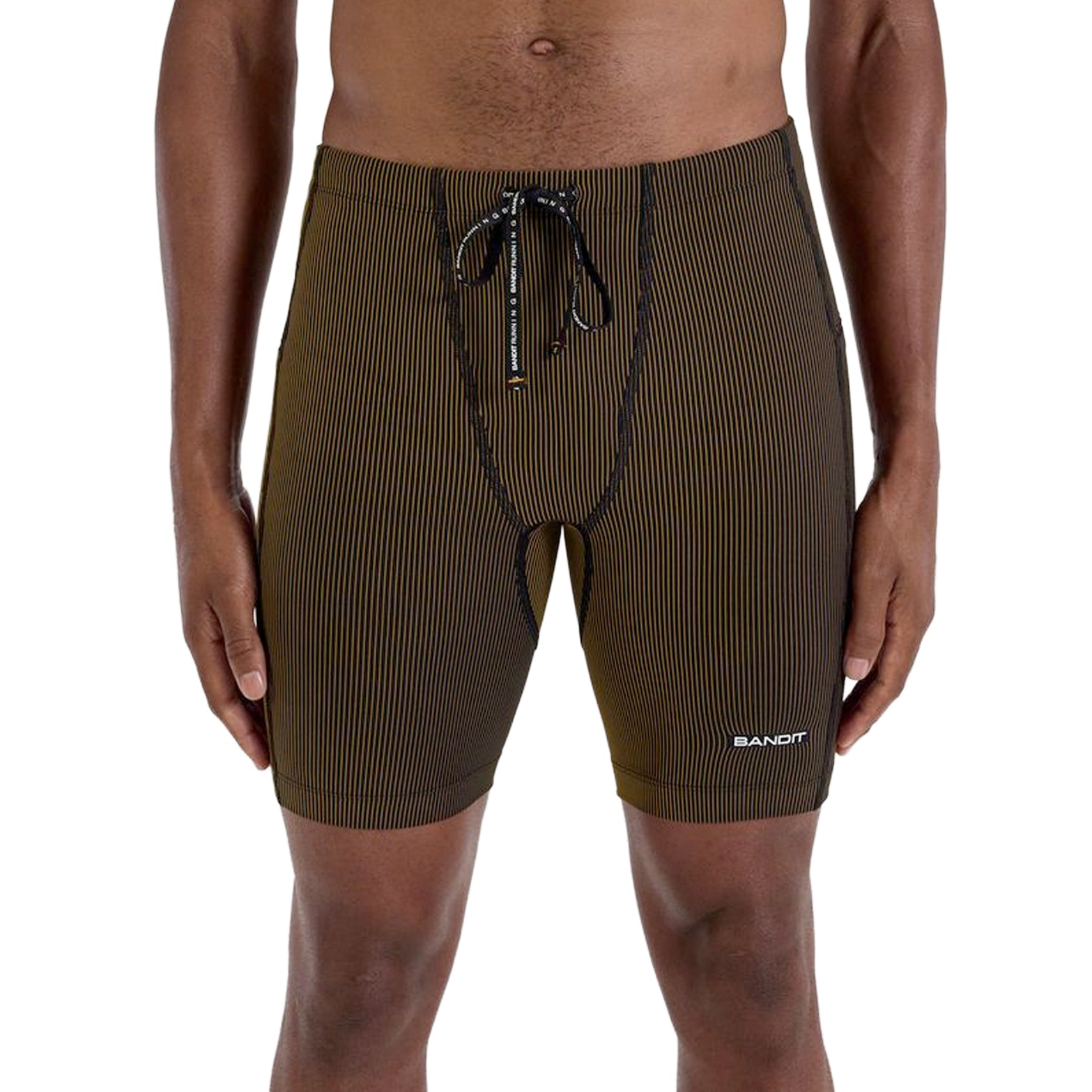 Men's Striped Cadence 7 Pocket Half Tights Black / Dijon - Achilles Heel