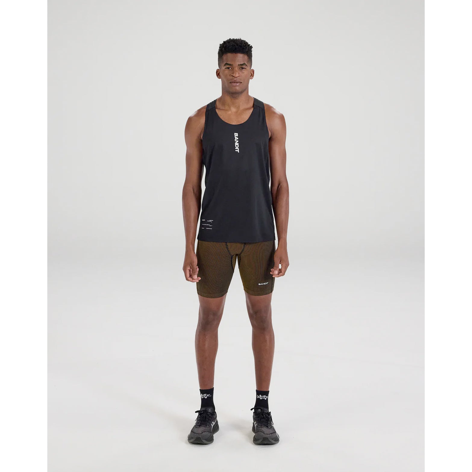 Men's Striped Cadence 7 Pocket Half Tights Black / Dijon - Achilles Heel