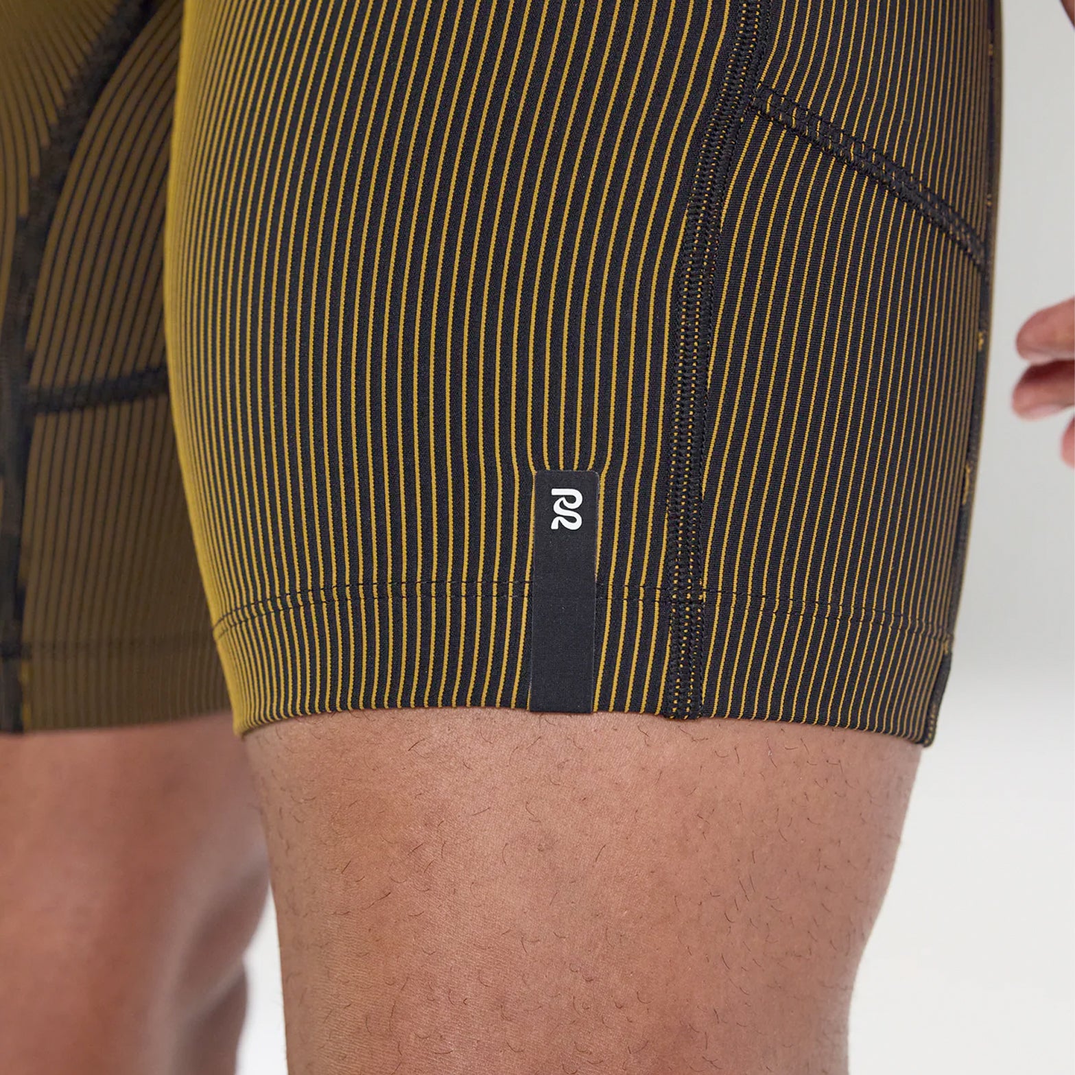 Men's Striped Cadence 7 Pocket Half Tights Black / Dijon - Achilles Heel
