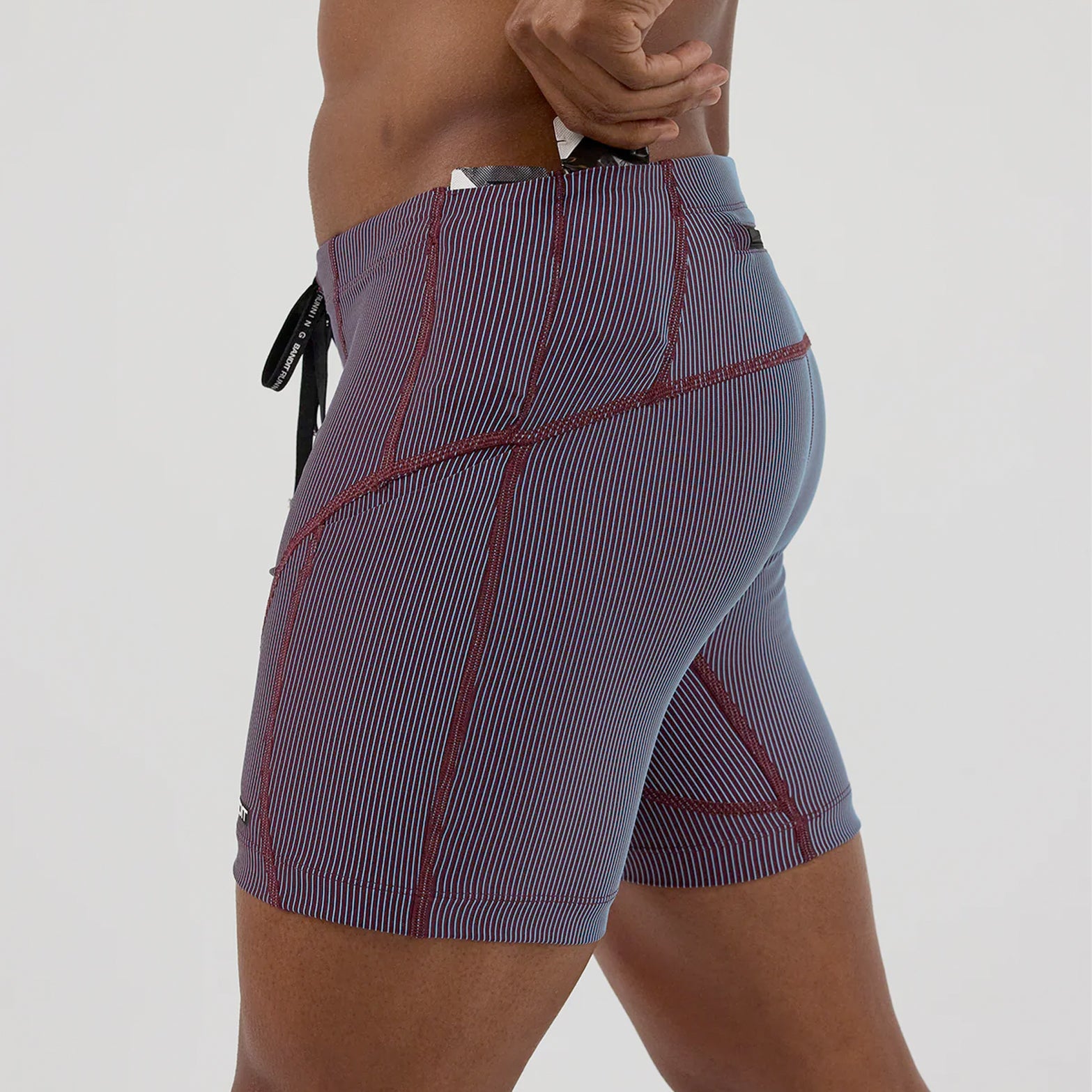 Men's Striped Cadence 7 Pocket Quarter Tights Fig / Vintage Blue - Achilles Heel
