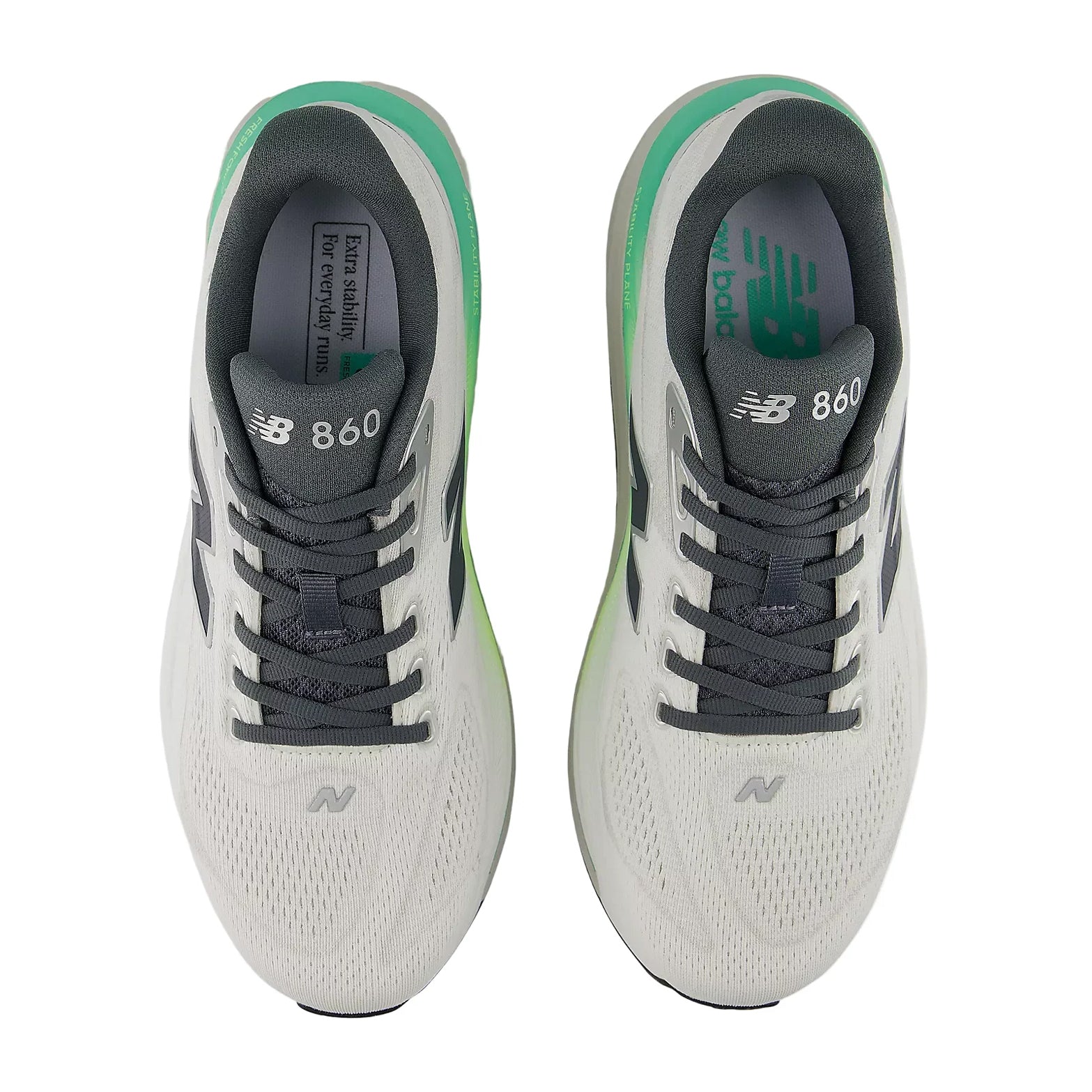 Men's New Balance 860v15 Running Shoes Reflection Graphite top view showing synthetic upper construction with breathable design for daily training