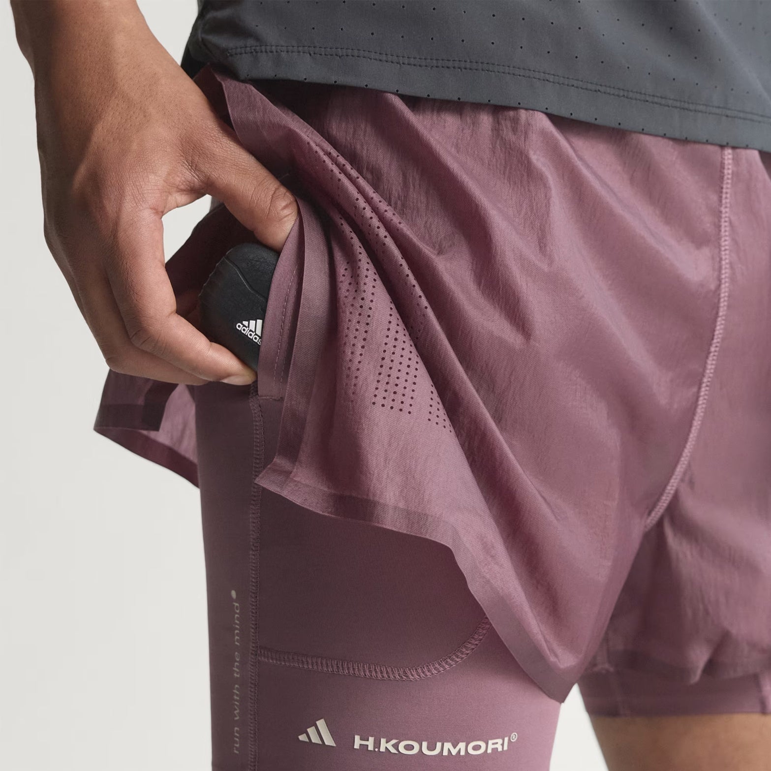 Men's Adi365 H.Koumori Running 2 in 1 Shorts Shadow Fig