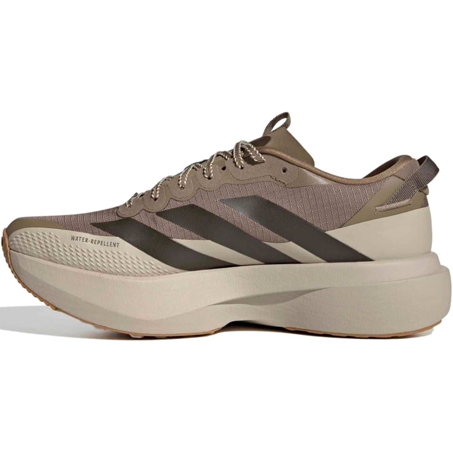 Men's adidas Adizero EVO SL ATR Running Shoes Khaki Six Shadow Olive Khaki Three inner side view showing responsive LIGHTSTRIKE PRO cushioning with ADIZERO sling launch for secure heel lockdown