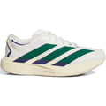 A Core White running shoe with Collegiate Green and cream accents, the men’s Adizero EVO SL EXO Suede Running Shoe by Adidas features a thick cream-colored sole and showcases “Adizero Adios Pro Evo 1” and “LIGHTSTRIKE PRO” text on the side. Designed with the advanced EXOSKELETON Fit System inspired by the adidas Adizero EVO SL EXO for enhanced support and performance.