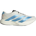Men's adidas Adizero EVO SL Woven Running Shoes Off White Light Blue Bright Red outer side view showing LIGHTSTRIKE PRO foam midsole with woven racing-inspired design for running and lifestyle wear