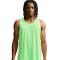 Men's Nike Aero-FIT Running Vest Volt Light Silver Reflective Silver front view on male runner showing strategic mesh zones with Aero-FIT maximum breathability technology for warm weather running