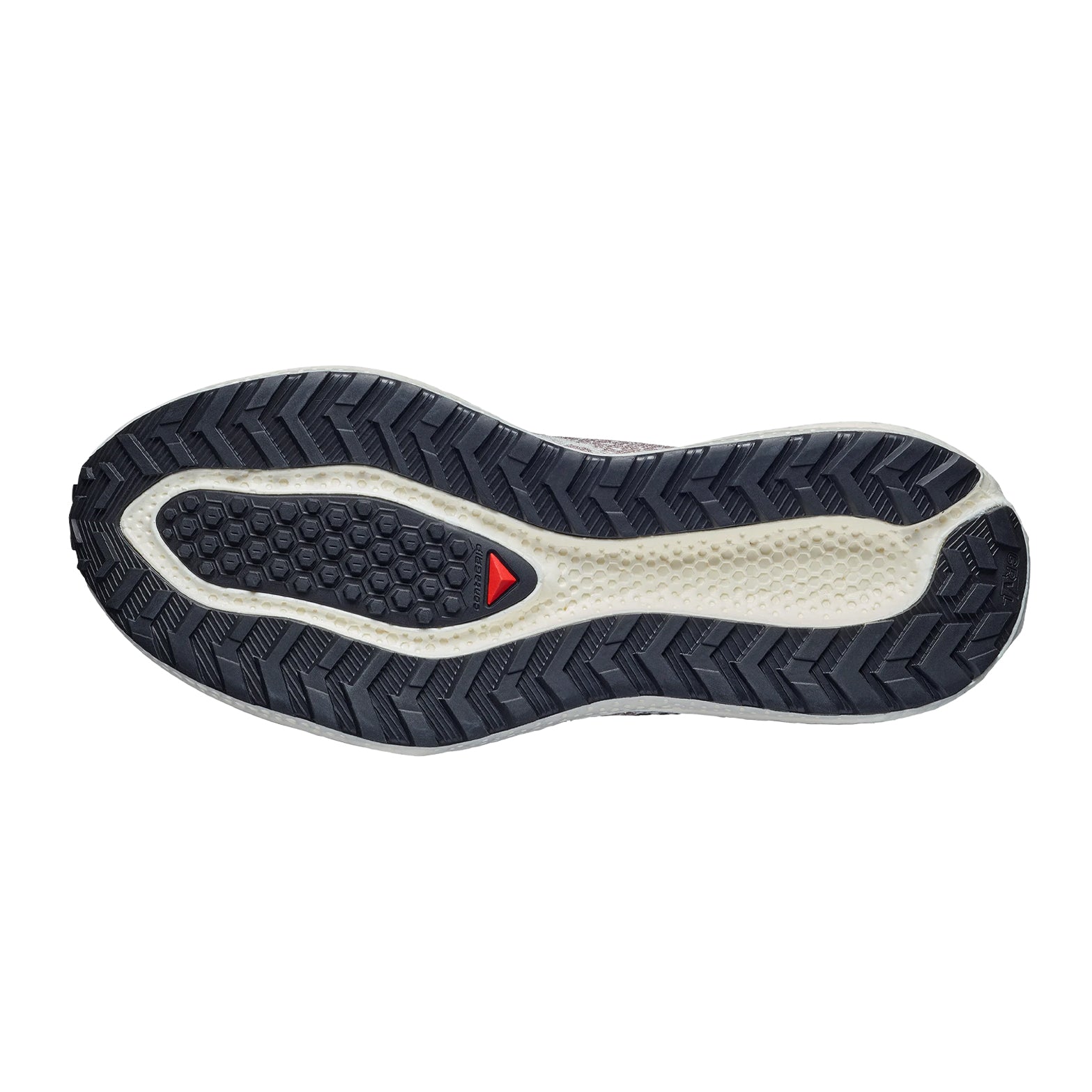 Men's Aero Glide 4 GRVL Running Shoes Vanilla Ice Black sole view displaying road contagrip® lugs for mixed terrain