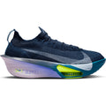 Nike Alphafly 3 men's running shoe in Obsidian / Doll / Persian Violet / White — outer view showing obsidian Atomknit upper with doll and persian violet accent detailing, white contrast and dual forefoot Air Zoom ZoomX midsole profile