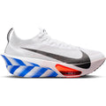 Nike Alphafly 3 men's running shoe in White / Platinum Violet / Silt Red / Black — outer view showing white Atomknit upper with platinum violet and silt red accent detailing, black contrast and dual forefoot Air Zoom ZoomX midsole profile