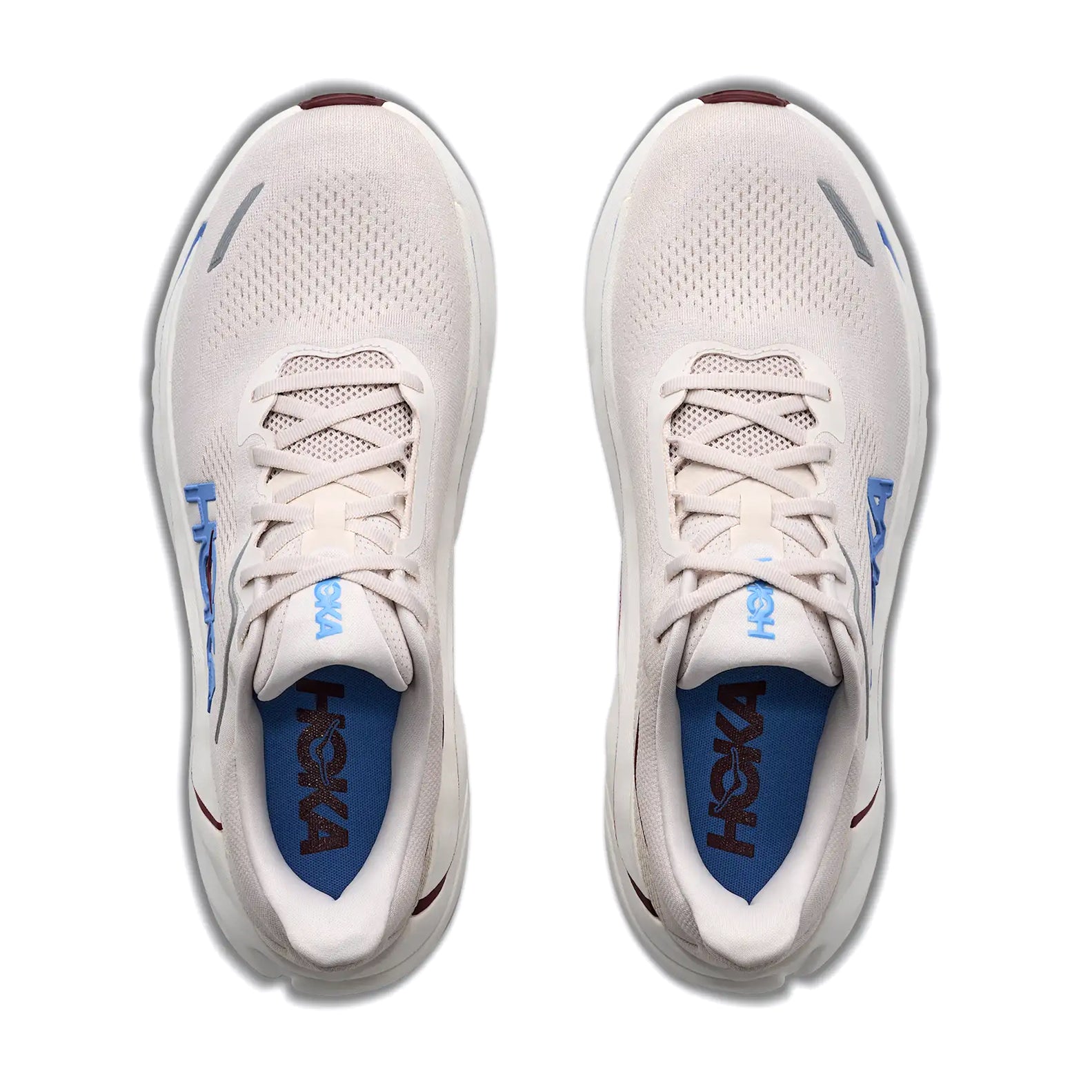 Men's HOKA Arahi 9 Running Shoes Stucco Grout top view showing engineered mesh upper with tighter medial support, haptic prints and 3D silicone touchpoints for stability running
