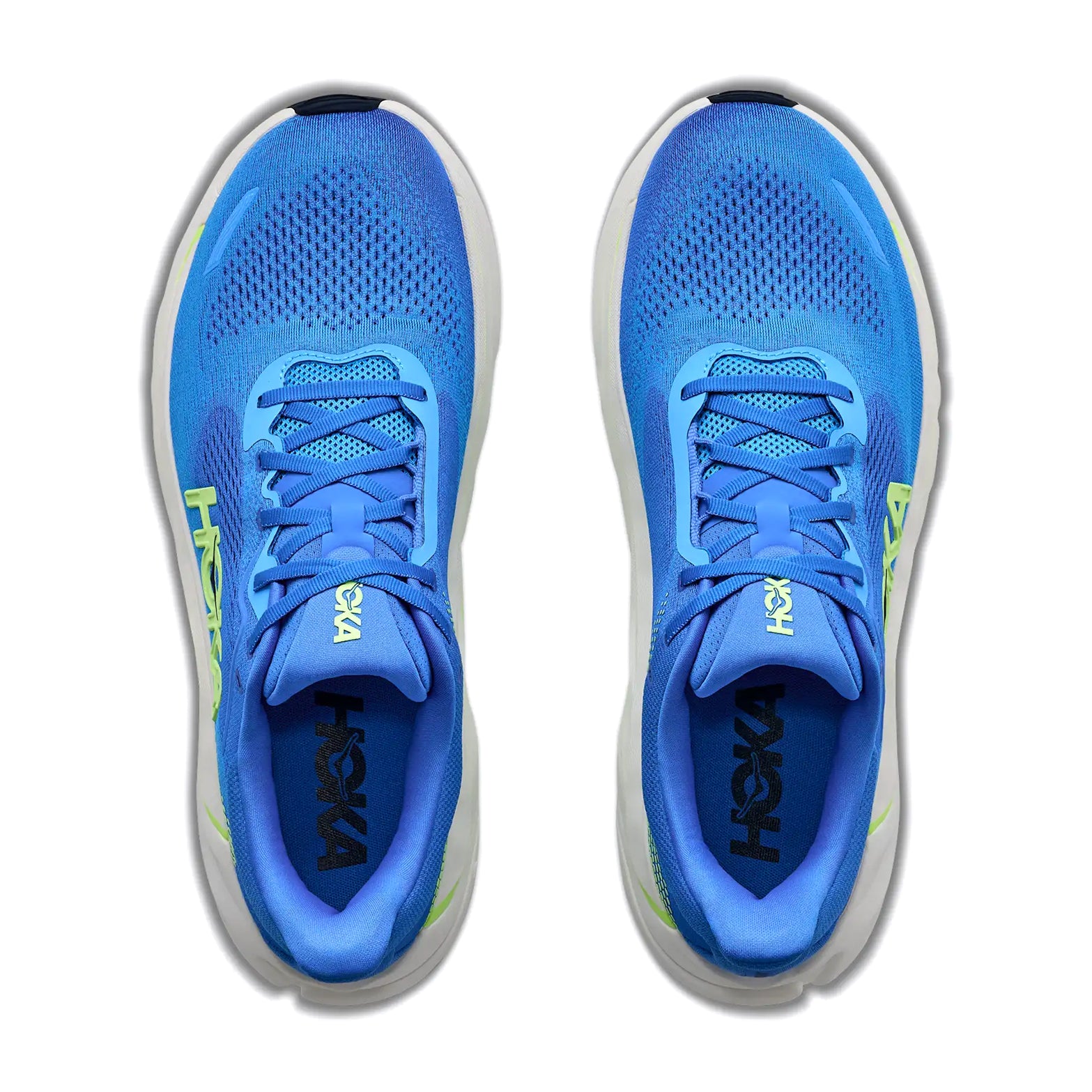 Men's HOKA Arahi 9 Running Shoes Virtual Blue Soft Cobalt top view showing engineered mesh upper with tighter medial support, haptic prints and 3D silicone touchpoints for stability running