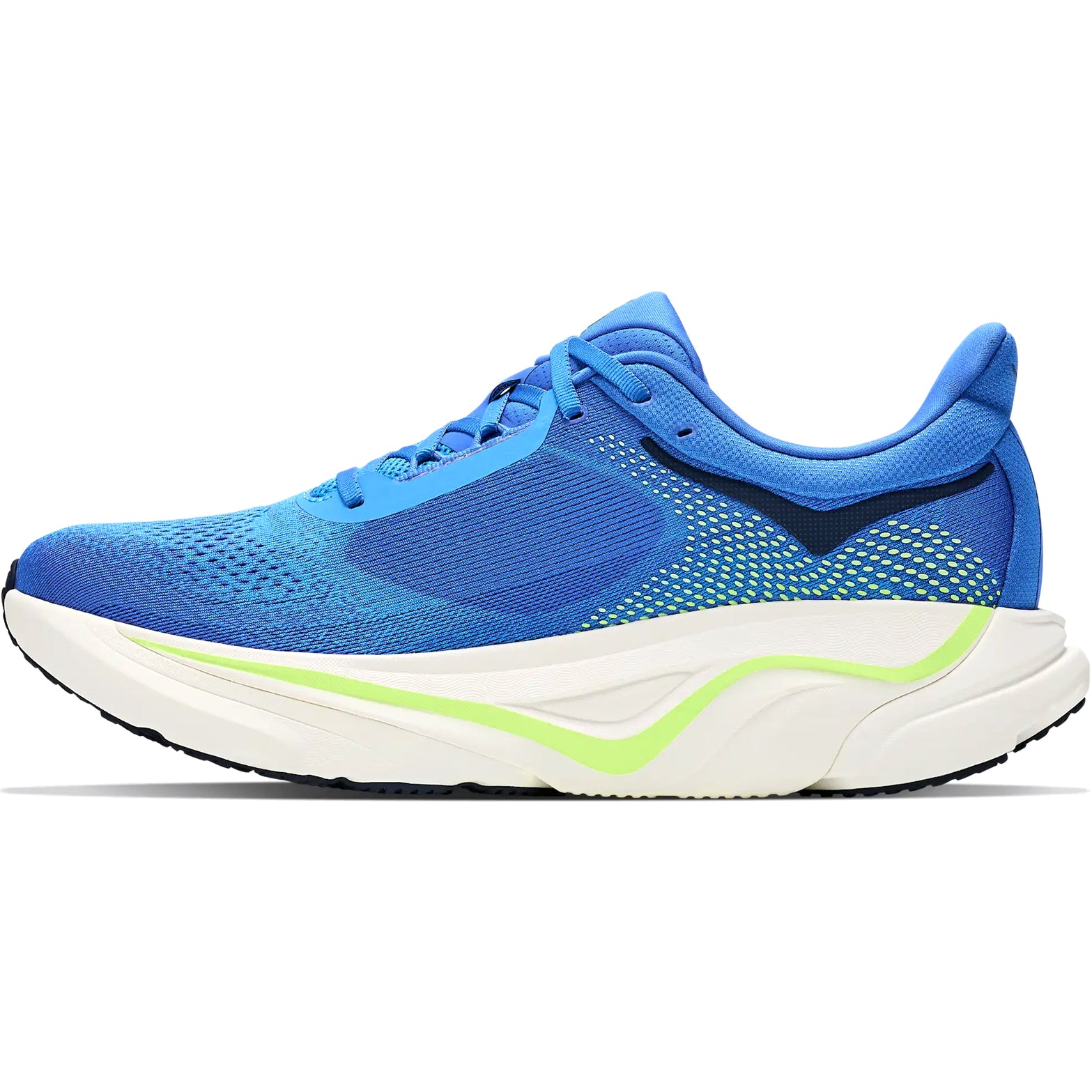 Men's HOKA Arahi 9 Running Shoes Virtual Blue Soft Cobalt inner side view showing H-Frame technology with tighter medial mesh support and dual-density EVA foam for smooth stable gait cycle