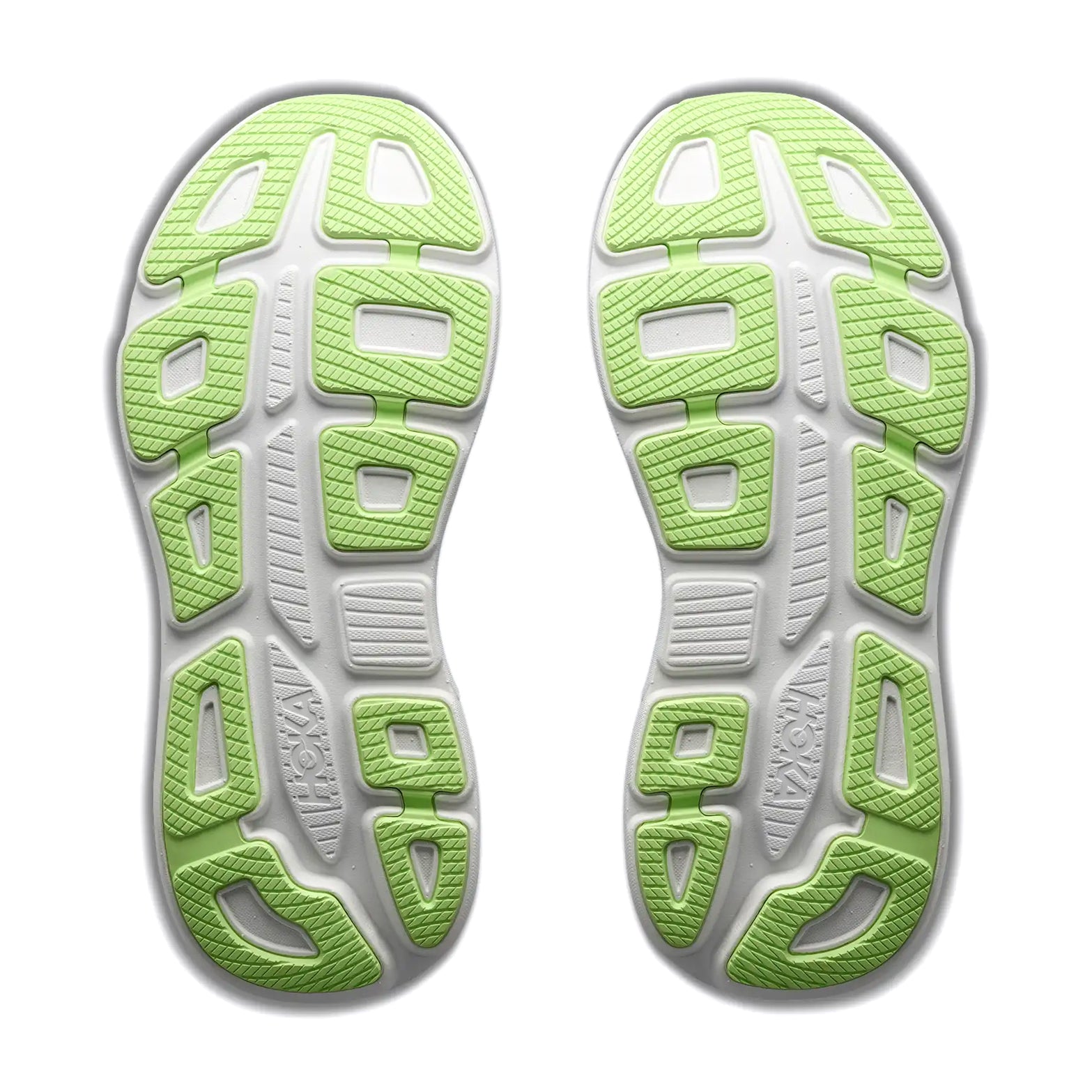 Men's HOKA Bondi 9 Wide Fit Running Shoes Virtual Blue Soft Cobalt sole view displaying Durabrasion rubber outsole with MetaRocker geometry and wide fit platform for effortless transitions during road running