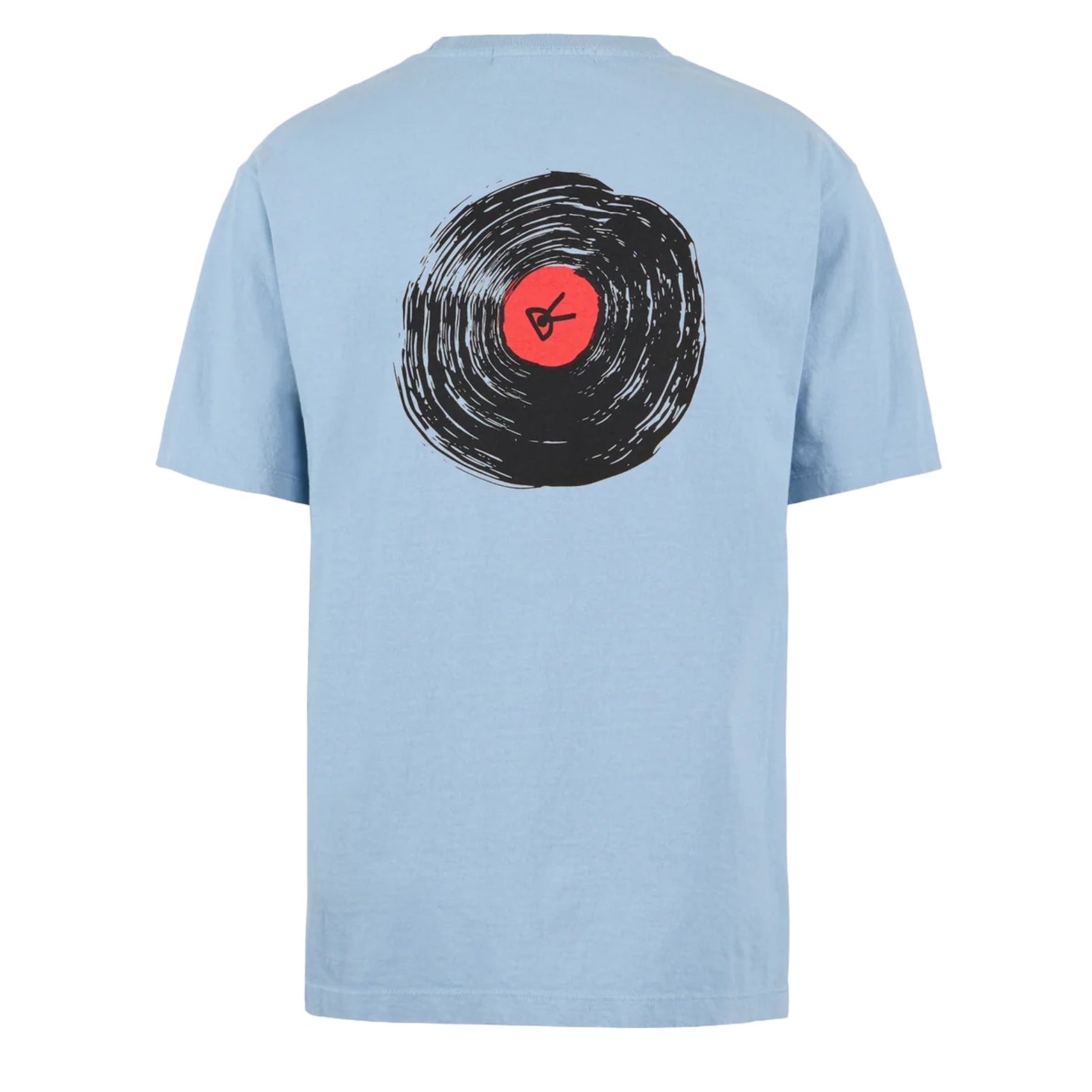 District Vision California Cotton Tee men's in Track Club Light Blue — back product shot showing relaxed fit silhouette and light blue pigment dye stone wash heavyweight cotton construction