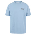 District Vision California Cotton Tee men's in Track Club Light Blue — front product shot showing relaxed fit silhouette, Track Club graphic print and light blue pigment dye stone wash cotton construction