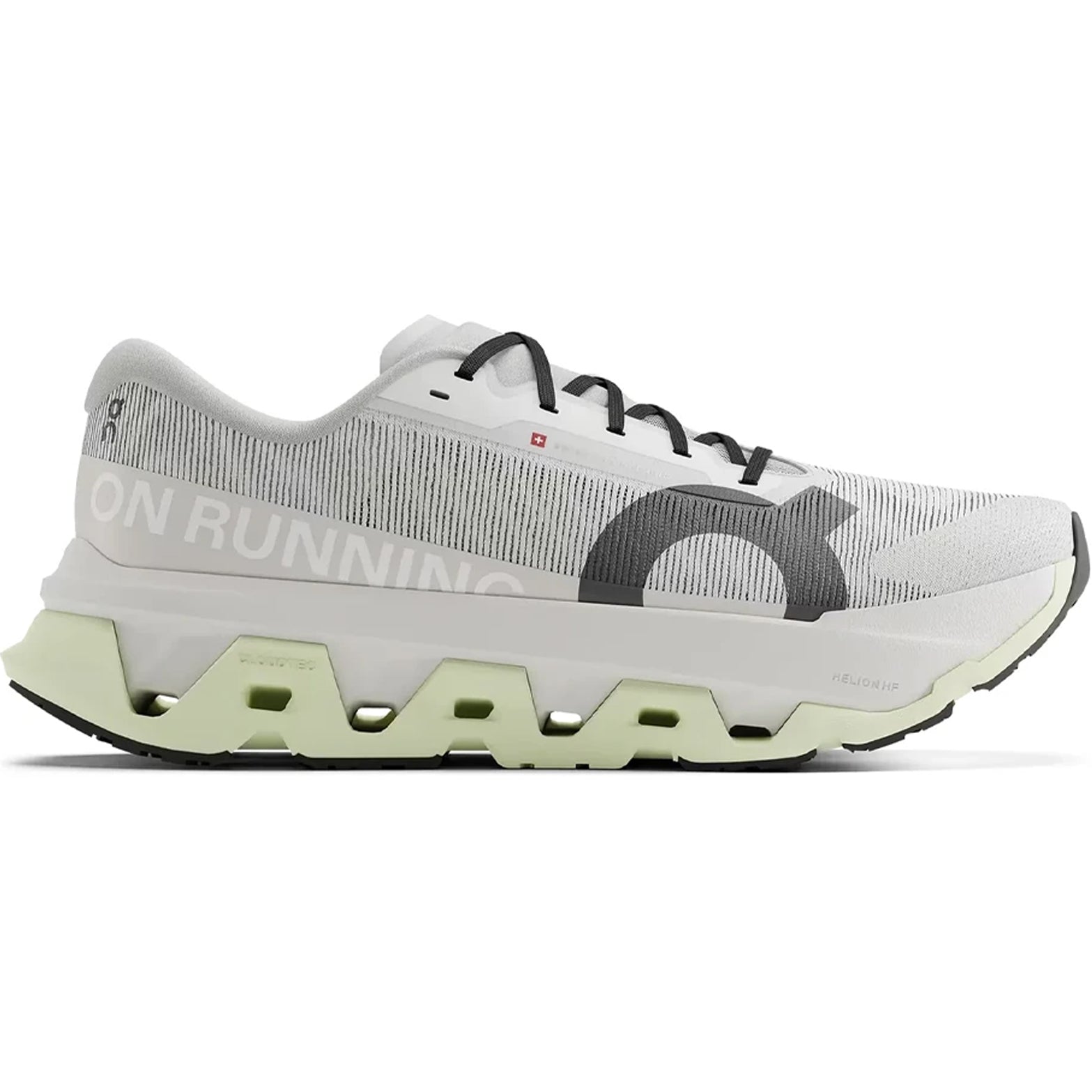 On Cloudmonster 3 Hyper LS men's running shoe in Ivory / Linen — outer view showing ivory LightSpray™ seamless one-piece upper with linen accent detailing and CloudTec® dual-layer Helion™ midsole profile