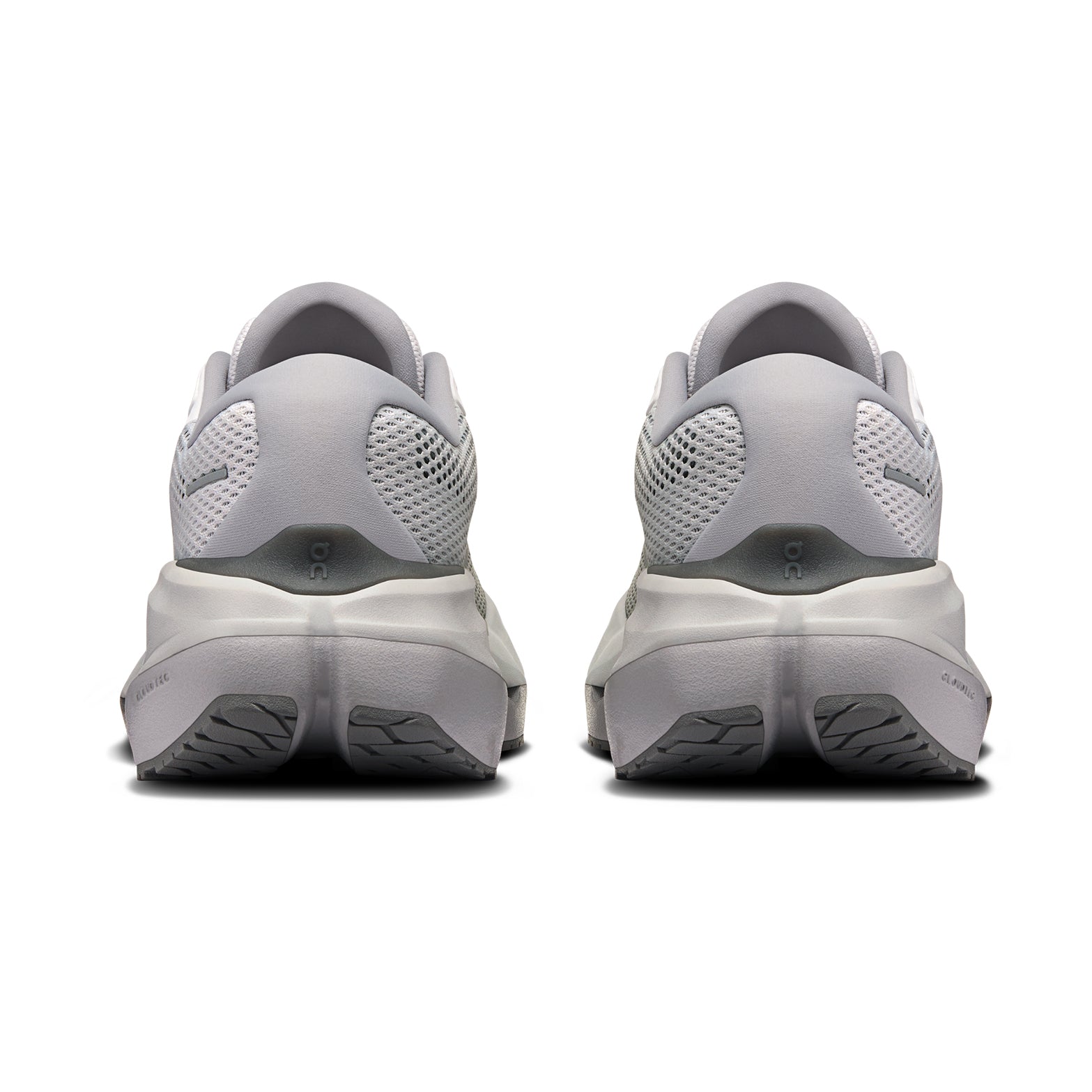 Men's On Cloudrunner 3 Max Running Shoes Frost Rock heel view showing dual-foam midsole with heel clip and plush tongue for secure lockdown and cushioned supported daily running