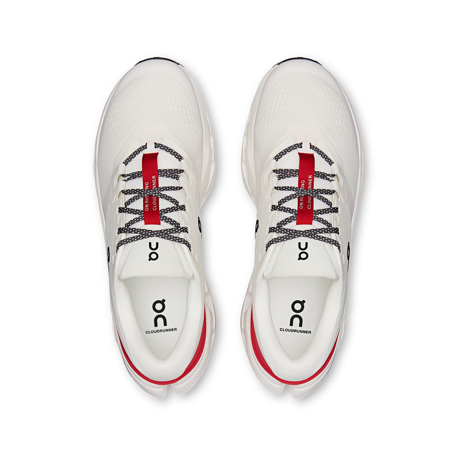 On Cloudrunner 3 men's running shoe in Ivory / Robin — top-down view showing ivory engineered mesh upper, plush tongue construction and lace closure with robin accent detailing
