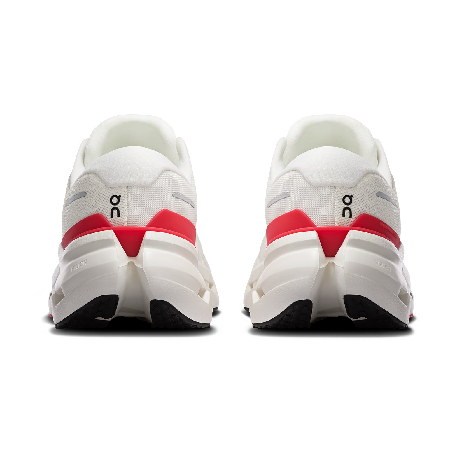 On Cloudrunner 3 men's running shoe in Ivory / Robin — heel view showing asymmetrical heel clip construction, higher sidewall cupping, reflective detailing and robin CloudTec® midsole contrast