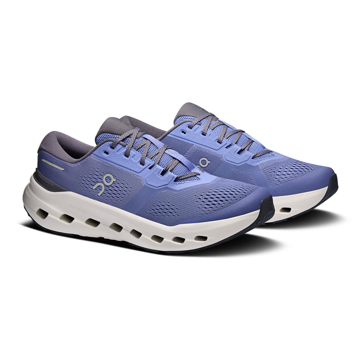 On Cloudrunner 3 men's running shoe in Sailor / Ivory — angled side view showing sailor blue engineered mesh upper, asymmetrical heel clip profile and ivory CloudTec® Helion™ foam midsole stack with mild forefoot rocker