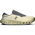 Sure! Here’s a revised sentence using the provided product data: A men’s Cloudrunner 3 WP Running Shoe by On, shown in the Pollen / Haze colorway, featuring a thick cushioned sole with CloudTec stability and a distinctive cutout design—perfect for those seeking stylish and supportive athletic footwear.