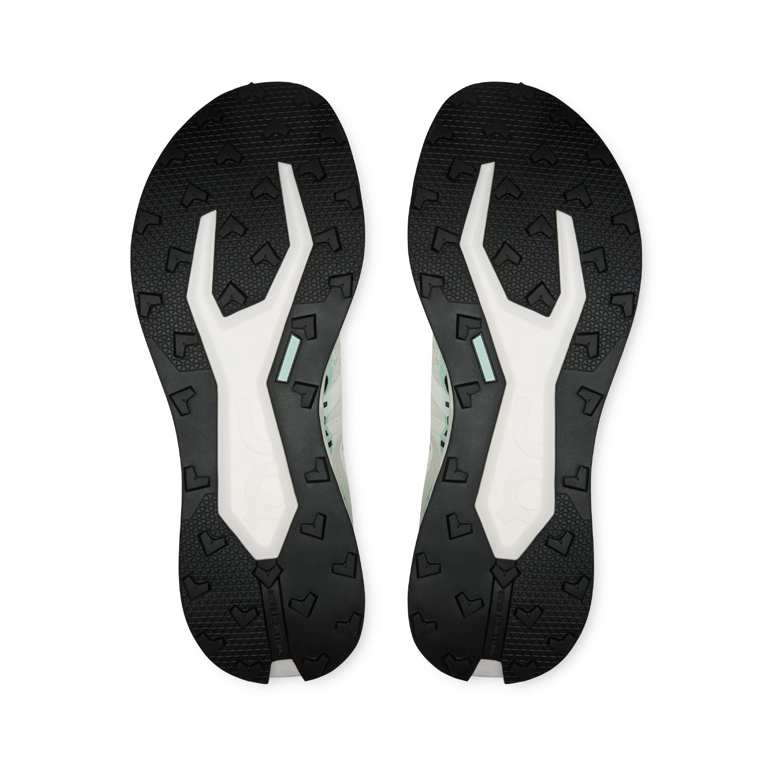 Men's On Cloudultra Pro Trail Running Shoes Ivory Celeste sole view displaying redesigned MissionGrip outsole with FEA-optimised lug geometry for unparalleled grip and traction on technical mountain terrain