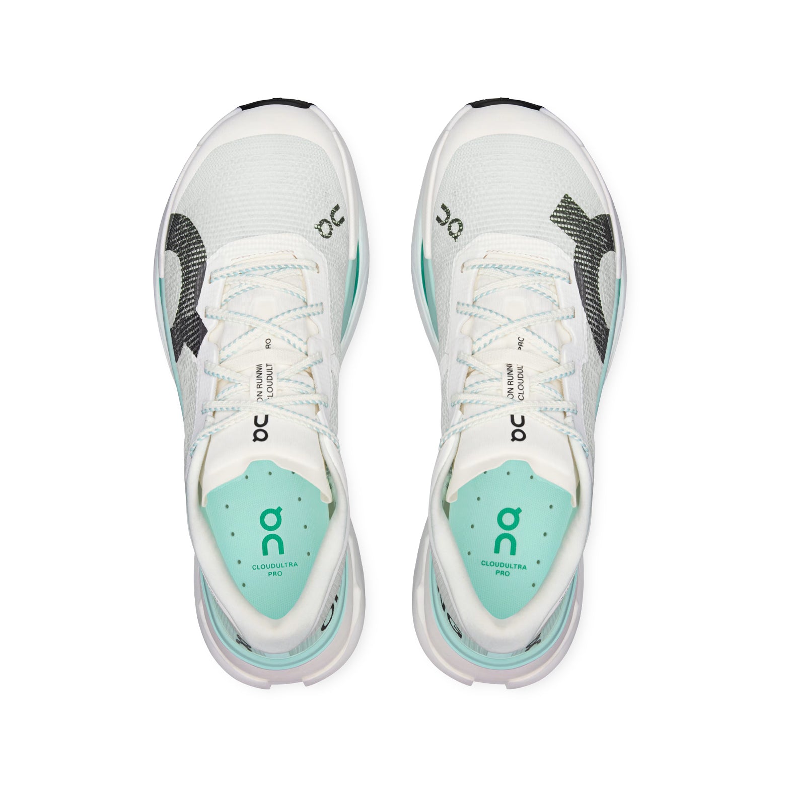 Men's On Cloudultra Pro Trail Running Shoes Ivory Celeste top view showing quick-dry breathable zoned Leno weave upper with supportive construction for varied ultra-trail conditions