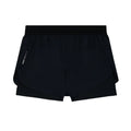 Men's Bandit CoolGrid 2-in-1 Run Short Black front product view showing CoolGrid breathable outer with mesh waistband and reflective branding on right leg