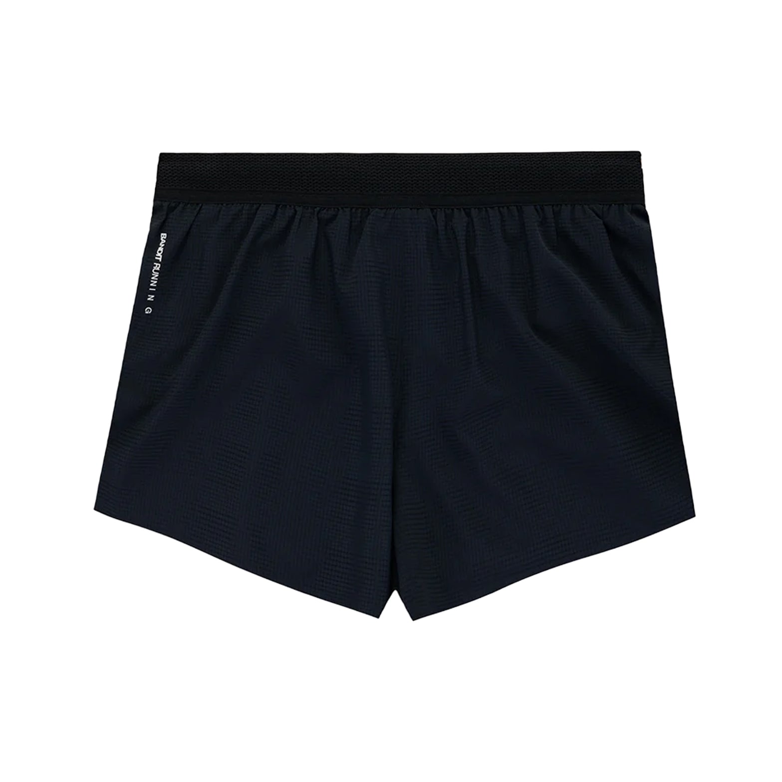 Men's Bandit CoolGrid 3 Inch Split Shorts Black front product view showing 3-inch split design with mid-rise fit and two-tone mesh waistband