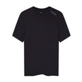Men's Soar Eco Tech Tee Black front view showing standard fit, four-panel construction and reflective Soar logo