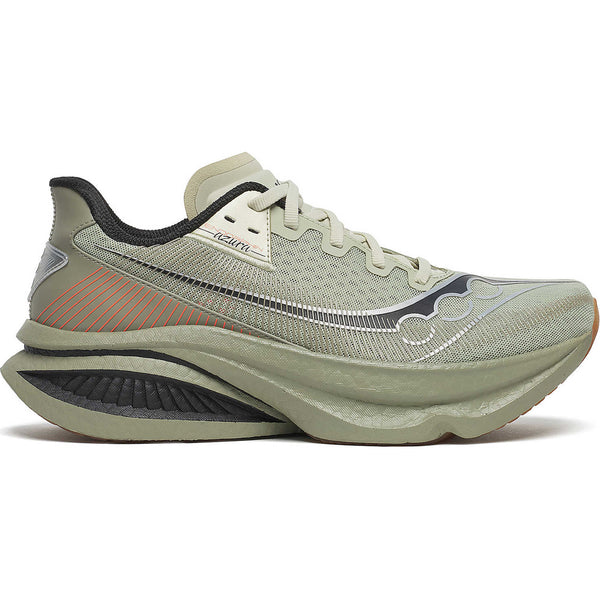 Men's Saucony Endorphin Azura Running Shoes Sage Laurel outer side view showing PWRRUN PB midsole stack and SpeedRoll rocker geometry