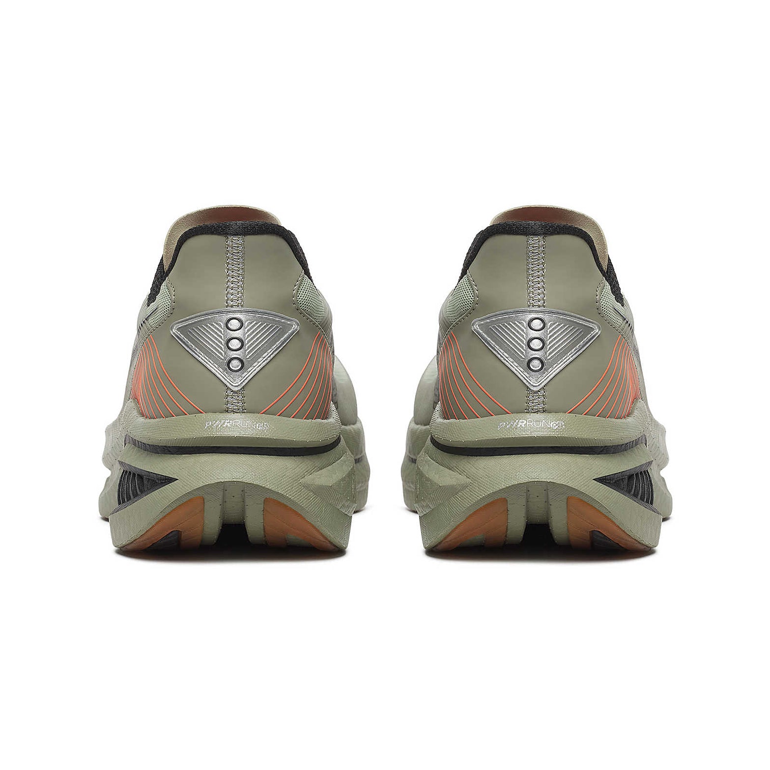 Men's Saucony Endorphin Azura Running Shoes Sage Laurel pair heel view showing padded heel collar and PWRRUN PB midsole stack height