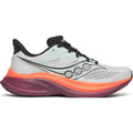 Men's Saucony Endorphin Speed 5 Running Shoes White Crimson outer side view showing full-length semi-rigid nylon plate with responsive PWRRUN PB foam cushioning for tempo running